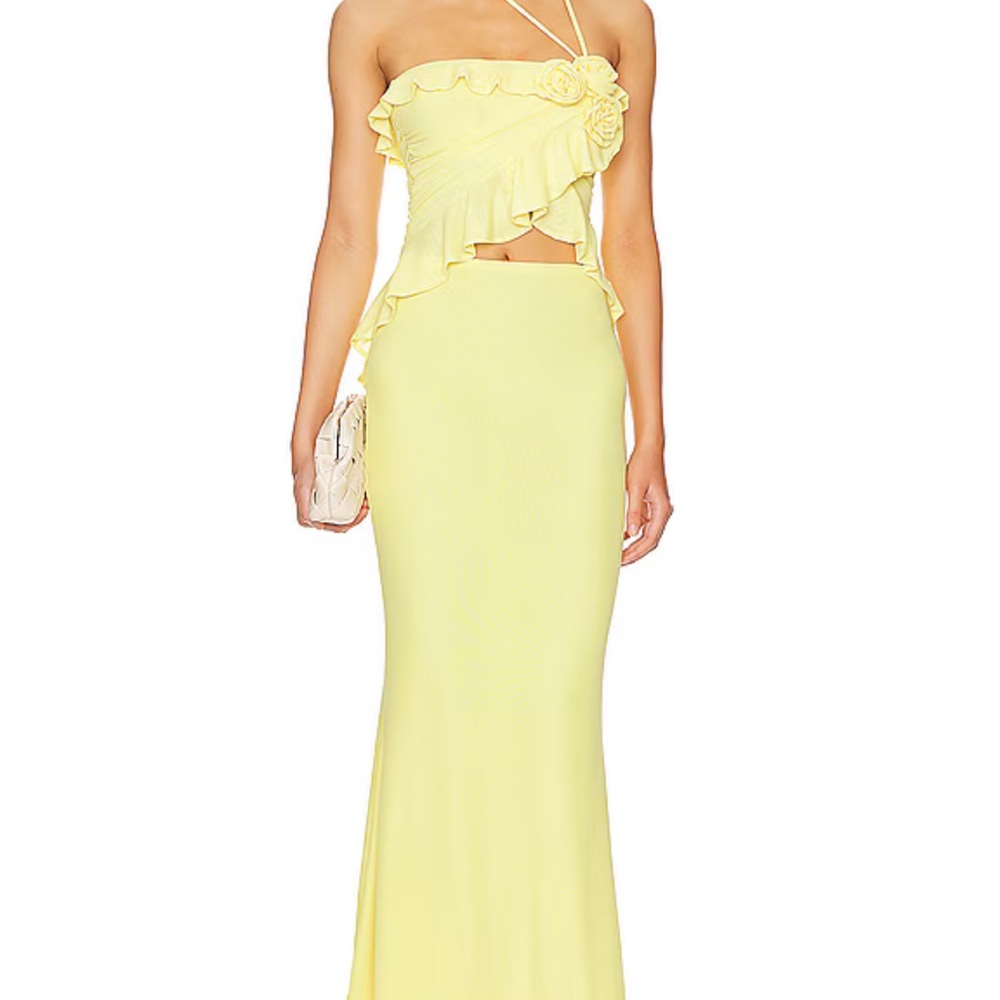 AFRM Thom top & Tegan skirt in Buttercup Yellow - Size L